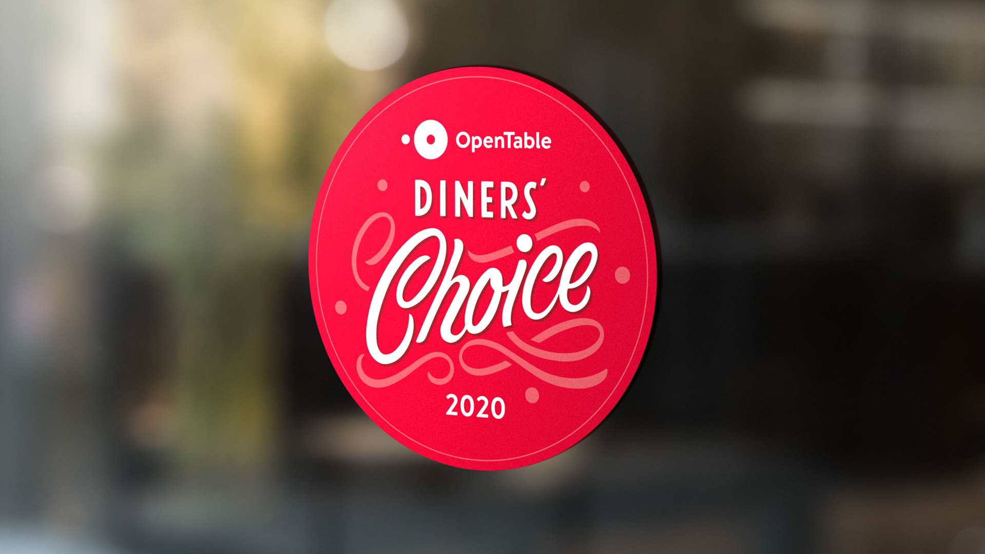 Diners' Choice Window Cling in place on a restaurant window